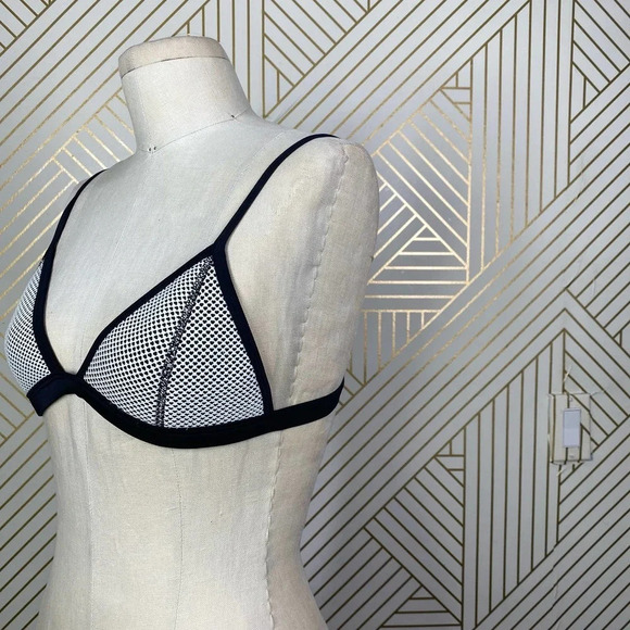 TRIANGL‎ Mesh Bikini Swim Top Black White - Picture 6 of 11